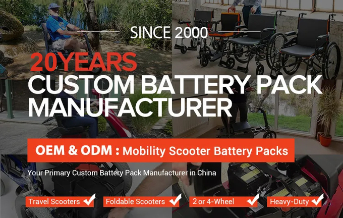 La batterie électrique de scooter d'OEM de batterie au lithium LiFePo4 de mobilité rechargeable d'ODM 24V 36V 48V 60V 72V 12AH 20AH 30AH emballe 0