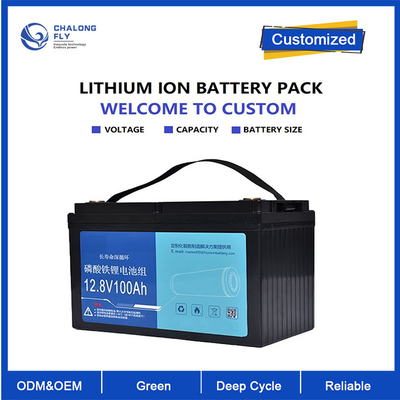 La batterie électrique de pêche à la traîne de scooter du moteur 12V100Ah de batterie au lithium d'ODM LiFePO4 d'OEM a adapté des paquets aux besoins du client de batterie au lithium