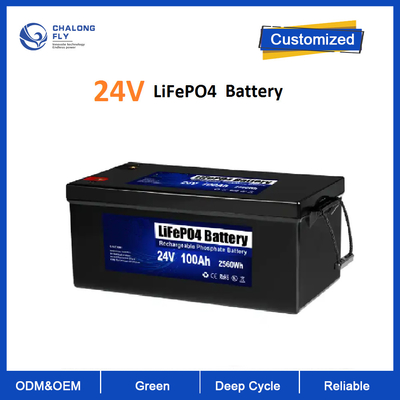 Batterie au lithium du Li-ion Lifepo4 de LiFePO4 24V 100AH avec BMS pour le campeur à énergie solaire du bateau rv de moto
