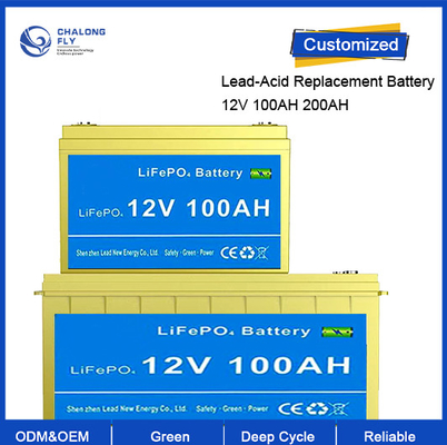 OEM ODM Batterie au lithium LiFePO4 remplacement d'acide plomb Batterie au lithium LiFePO4 12,8V 100AH 200AH rechargeable pour véhicule électrique