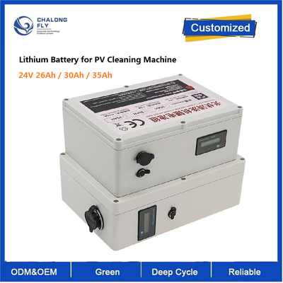 CLF OEM ODM 25.6V 26Ah 30Ah 35Ah Longue durée de vie de la batterie Puissance élevée Batterie au lithium pour machine propre photovoltaïque 24V moteur CC