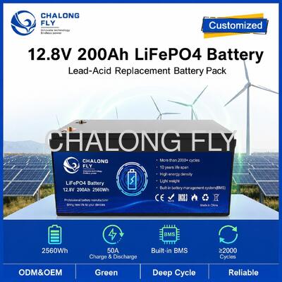 Pack de batterie LiFePO4 personnalisé de 12,8V 200Ah avec BMS pour l'alimentation portable et le stockage solaire