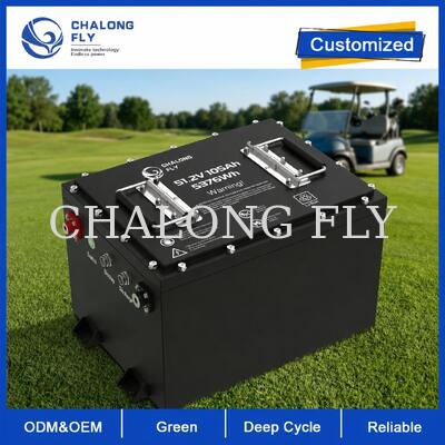 51.2V 105Ah LiFePO4 Golf Cart Battery avec une capacité de 5376Wh et Smart BMS pour une conversion plomb-acide de 48V