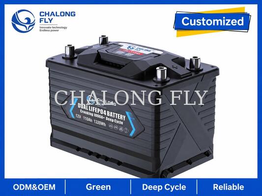 Batterie marine pour camping-car LiFePO4 12,8 V 110 Ah avec puissance de démarrage de 1000 A et énergie à cycle profond de 1408 Wh